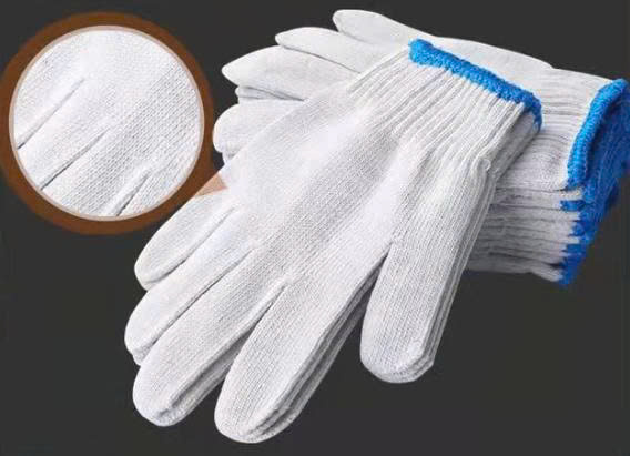 Găng tay bảo hộ lao động sợi Poly & Carbon màu trắng, không phủ